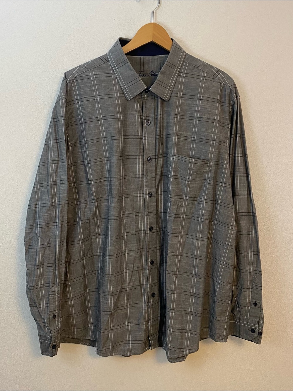 Tasso Elba Greyâ Striped Button Down Long Sleeve Mens XXL Cotton